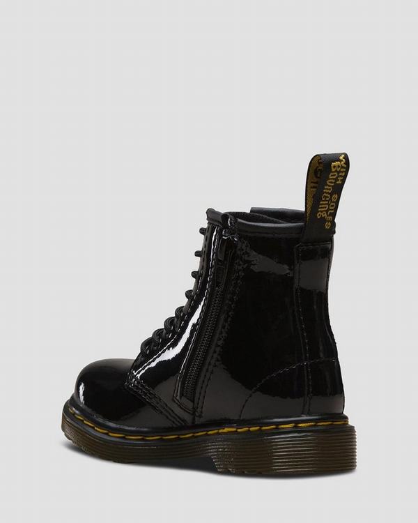 Dr Martens Dětské Kotníkové Boty Toddler 1460 Patent Černé, CZ-371825